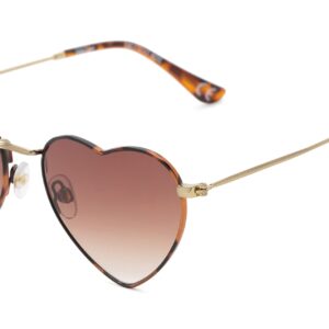 Foster Grant Sun Luv Only Love Here Heart Sunglasses, Gold, 54mm