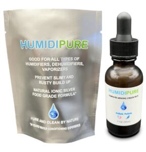 humidipure natural food grade concentrate. 200 day+ humidifier treatment additive*. prevent slimy, crusty and rusty buildup. keep water clean and odor free