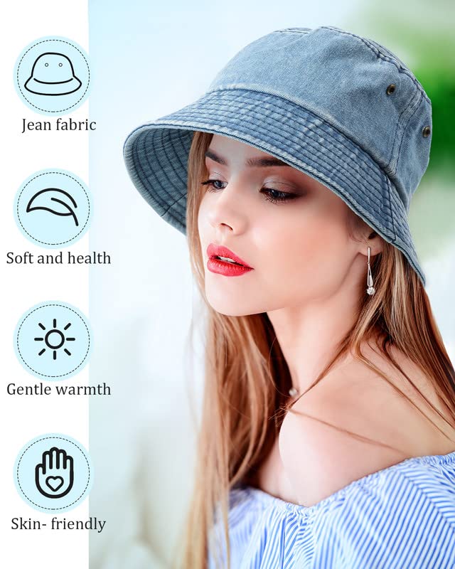 Geyoga 8 Pack Cotton Bucket Hat Foldable Packable Fishing Hat Beach Cap for Kids Teen Girls Women Men (Elegant Colors)