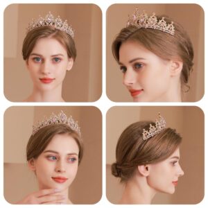 Kamirola -Pink Wedding Crystal Tiaras and Crowns for Women, Royal Queen Headband Princess Quinceanera headbands for women Prom Valentine's Day,Birthday Pageant Party（01）