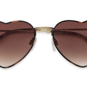 Foster Grant Sun Luv Only Love Here Heart Sunglasses, Gold, 54mm