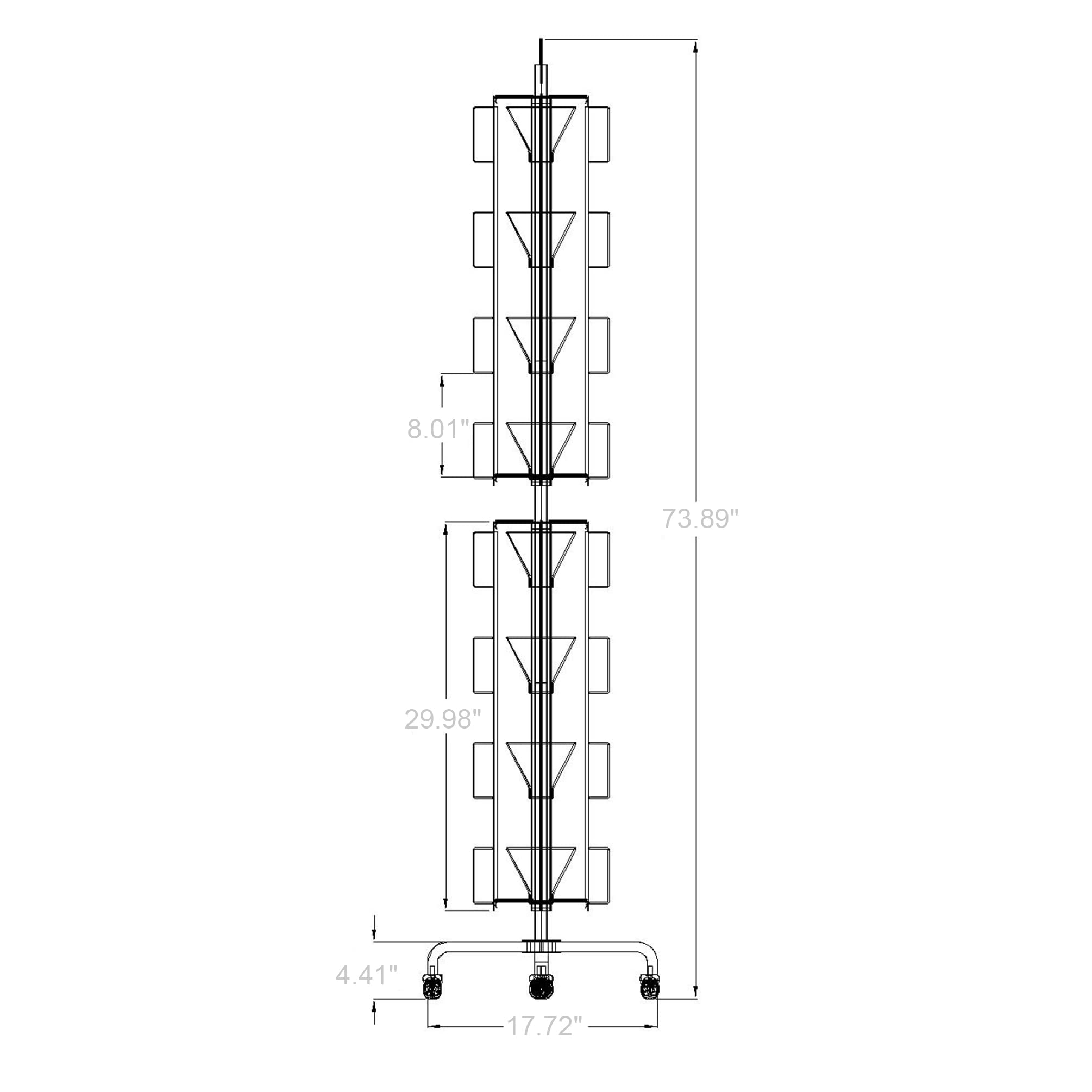 32 Adjustable Pockets Display Rack 5x7 7x5 up to 8.5" Wide X 8" Tall Cards, 1.27" deep Pockets, Double Tier Greeting Post Card Christmas Holiday Spinning Rack Stand White 10095-WHITE-2D