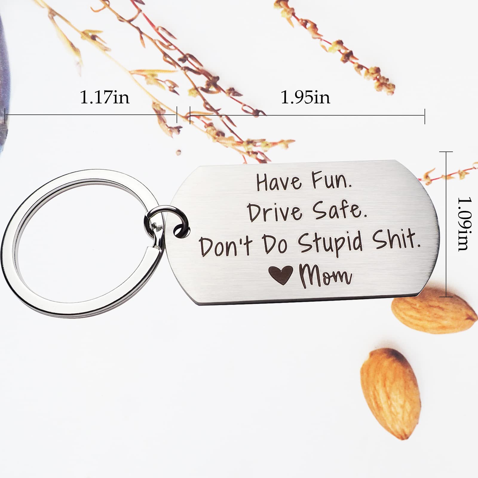 Sharink Have Fun Drive Safe Don't Do Stupid Shit Keychain Gift from Mom Birthdays Graduation holiday Gift for New Driver Teenage Daughter Son