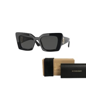 BURBERRY Daisy BE4344 300187 51MM Black/Dark Grey Square Sunglasses For Women + BUNDLE With Designer iWear Eyewear Kit