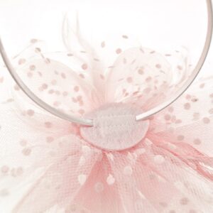 DRESHOW Fascinators Hat Flower Mesh Ribbons Feathers on a Headband and a Clip Tea Party Headwear for Girls and Women