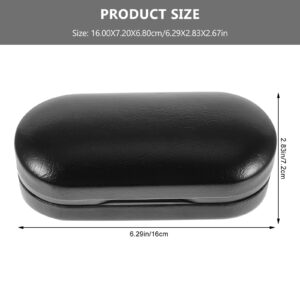 Healifty Double Glasses Case PU Leather Glasses Box Glasses Organizer Eyeglass Case Sunglasses Holder Double Eyeglass Case Double Use Glasses Box Portable Eyeglass Case Glasses Case (Black)