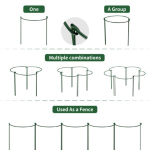 12 Pack Plant Support Stakes,4mm Thick Metal Peony Support,Plant Cage with Twist Ties & Plant Labels,15.7 Inch Plant Supports for Outdoor & Indoor Plants - Peony,Tomato,Hydrangea,Rose,Vine