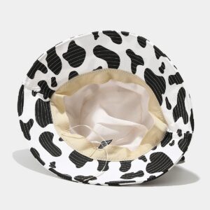 Cow Print Bucket Hat Beach Sun Hat Fishing Hat for Women Men Summer Sun Protection Fisherman Hat with Horns Ears