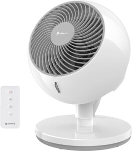 airmate large air circulator fan for bedroom, 120°+90°oscillating fan with remote,12in quiet cooling fans, personal floor fan with timer,10 speeds dc fan for home, office, dorm [white]