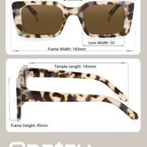 Onrtry Rectangle Sunglasses for Women Men Vintage Fashion Sun Glasses (Beige Tortoise/Brown Lens)