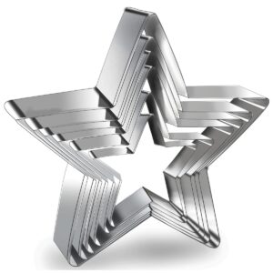 6 pieces star cookie cutters set stainless steel five-pointed star cutter star shaped cookie cutter biscuit molds fondant cake cheese cutter pastry mold bakeware tools christmas gifts (assorted sizes)