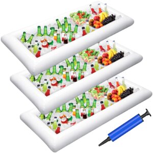 jasonwell 3 pcs inflatable serving bars ice buffet salad serving trays food drink holder cooler containers indoor outdoor bbq picnic pool party supplies luau cooler w drain plug