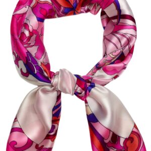 27.5'' Silk Feeling Scarf Medium Square Satin Head Neck Scarf for Women Hair Sleeping at Night，16-Pink