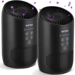 slevoo air purifiers for bedroom pets in home, 2024 new upgrade h13 true hepa air purifier with fragrance sponge, effectively clean of dust, smoke, pets dander, pollen, odors, black