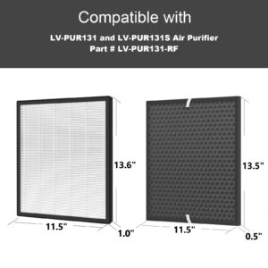 GoKBNY LV-PUR131 Replacement Filter Compatible with LV-PUR131 and LV-PUR131S Purifiers, LV-PUR131-RF, 2HEPA Filters + 2Activated Carbon Filters