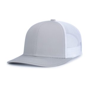 pacific headwear contrast stitch trucker snapback, heather grey/white/heather grey, one size