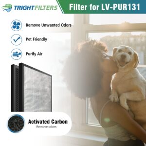 LV-PUR131 Filter Replacement, H13 True HEPA Filter for LEVOIT Air Purifier LV-PUR131, Activated Carbon Filter Set Compatible with LEVOIT LV-PUR131S, LV-PUR131-RF