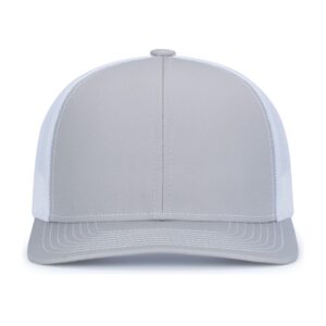 Pacific Headwear Contrast Stitch Trucker Snapback, Heather Grey/White/Heather Grey, One Size