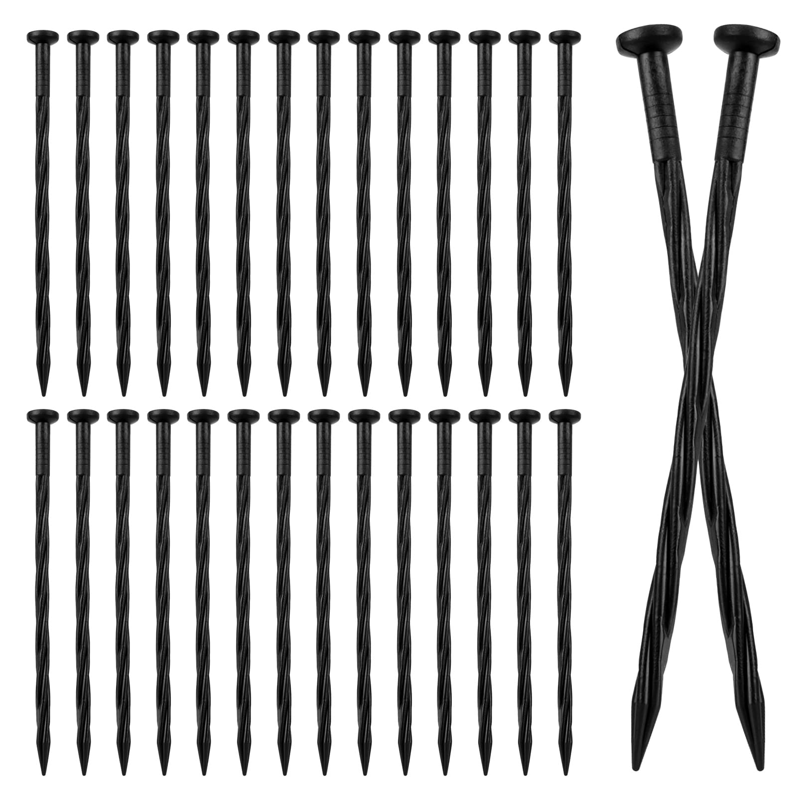 Siebwin 70PCS 8 Inch Plastic Garden Edging Nails Spiral Landscape Edging Spikes Anchoring Spikes for Paver Edging Grass Barrier Artificial Turf and More