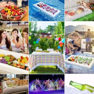 Jasonwell 3 PCS Inflatable Serving Bars Ice Buffet Salad Serving Trays Food Drink Holder Cooler Containers Indoor Outdoor BBQ Picnic Pool Party Supplies Luau Cooler w Drain Plug