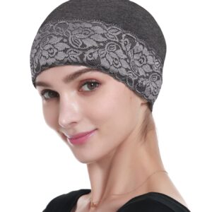 Lace Turban Head Wrap Head Coverings for Women Sleep Caps for Women Short Hair Grey