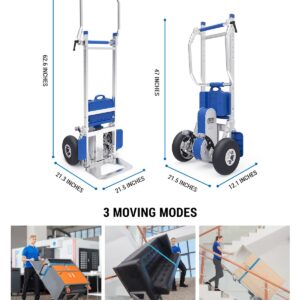 Powered Stair Climbing Foldable Hand Truck with Auto Edge Brake - 375LBS Capacity Multi-Purpose Aluminum Stair Climber Hand Truck Moving Dolly with Retractable 4th Wheel Attachment