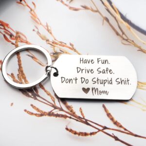 Sharink Have Fun Drive Safe Don't Do Stupid Shit Keychain Gift from Mom Birthdays Graduation holiday Gift for New Driver Teenage Daughter Son