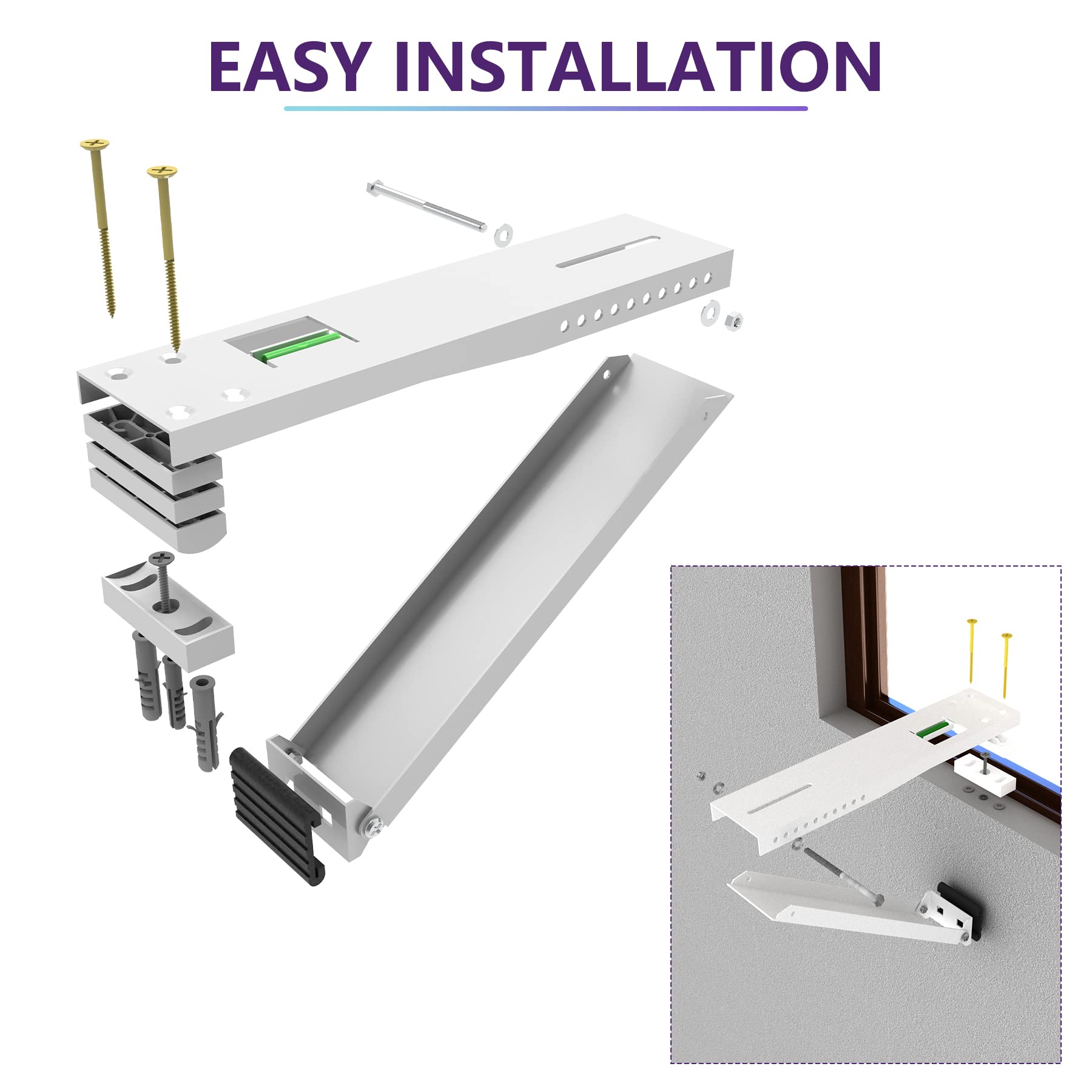 Mxclimate AC Window Air Conditioner Support Bracket,Support Up to 85 lbs Light Duty, Easy to Install Universal A/C Unit Mount for 5000-12,000 BTU