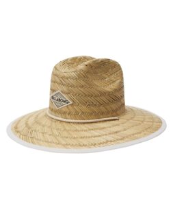 billabong women's tipton straw lifeguard hat, structured construction with printed fabric lining under brim