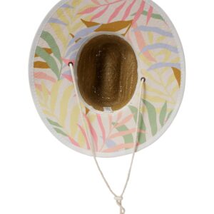 Billabong Women's Tipton Straw Lifeguard Hat, Structured Construction with Printed Fabric Lining Under Brim