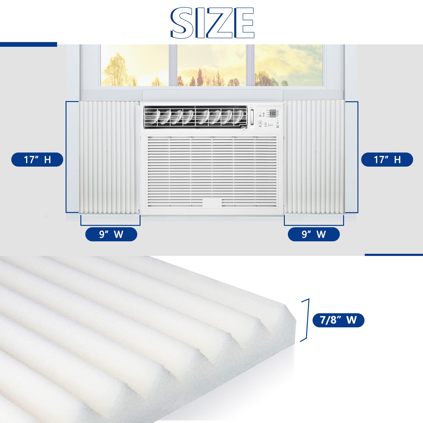 Wintcomfort Window Air Conditioner Side Panel Insulated Foam Kit, All Season Protection Side Panels for Window AC, 17" x 9" x 7/8", White