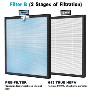 2 Packs Replacement Filter Compatible with HSP001 Filter Replacement,4-in-2 filters of H13 True HEPA Filter