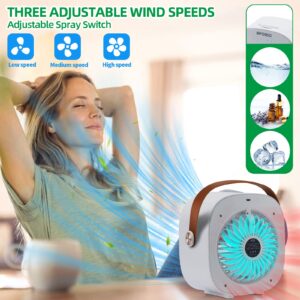 Portable Air Conditioner-5200mAh Rechargeable Personal Air Cooler with 3 Speeds Duration 5-10 hrs, Quiet Mini Air Conditioner Fan, Desk Cooling Fan for Home, Bedroom, Travel, and Office