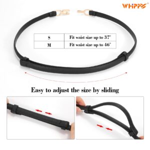 WHIPPY 2 Pack Women Skinny Leather Belt Adjustable Thin Waist Belt Fashion Buckle Belt for Dress，black+brown