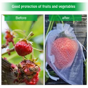 100 Pieces Organza Fruit Netting Bags - 6x8 Inch Fruit Protection Bags with Drawstring, Garden Plant Net Barrier Bag for Tomatoes, Grapes, Mangoes