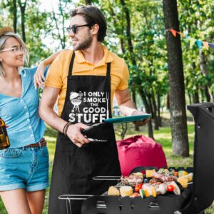 VAGAVY - Funny I Only Smoke The Good Stuff Men Apron with Pockets - Black Aprons for Men, Dad, Husband - Birthday, Father’s Day Grilling Gifts for Papa, Husband…