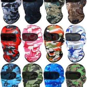 12 Pieces Sun Protection Balaclava Full Face Cover Sun UV Protection Face Protective Cover for Outdoor Sports (Camouflage Color,Camouflage Style)