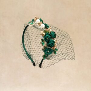 BABEYOND 1920s Fascinator Mesh Flower Pearl Veil Headband Bridal Wedding Tea Party Fascinator Veil for Women