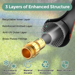 Giraffe Hybrid Leader Hose 5/8" x 15ft, Custom Length, NO Kink, Flexible, Leakproof Water Hose with Male to Female Fittings, 600 Burst PSI