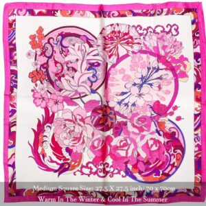 27.5'' Silk Feeling Scarf Medium Square Satin Head Neck Scarf for Women Hair Sleeping at Night，16-Pink