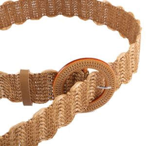 Ayliss Straw Woven Elastic Stretch Waist Belt Fashion Women Skinny Dress Belt Waist Dress Band straw woven bohemian belt (Khaki #1)