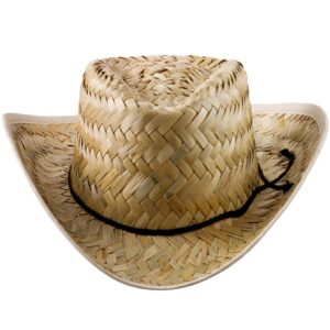 Bedwina Straw Cowboy Hat - Cowboy/Cowgirl Western Themed Costume Accessory, Men Women Sun Party Hat, Theme Party Supplies, Favor and Play Dress-Up, Adult Size