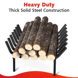 SINGLYFIRE Fireplace Grate 24 inch Heavy Duty Solid Steel Fireplace Log Holder 3/4" Bar Fire Grate Wrought Iron Wood Stove Holder Firewood Burning Rack for Indoor Outdoor Chimney Hearth Kindling Tool