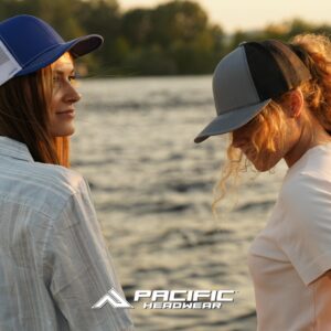 Pacific Headwear Contrast Stitch Trucker Snapback, Heather Grey/White/Heather Grey, One Size