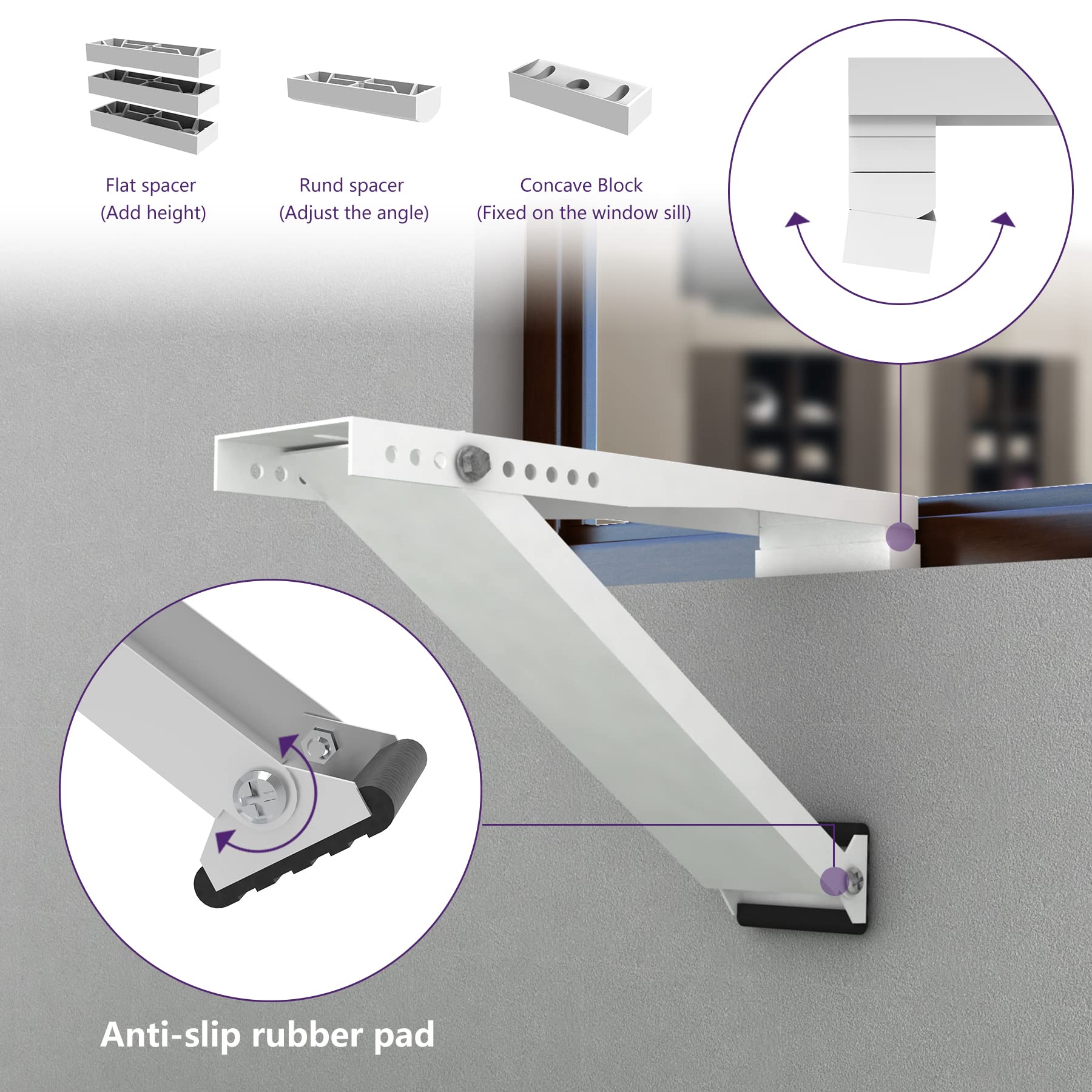 Mxclimate AC Window Air Conditioner Support Bracket,Support Up to 85 lbs Light Duty, Easy to Install Universal A/C Unit Mount for 5000-12,000 BTU