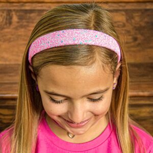 FROG SAC Hairband, Iridescent Glitter Headband for Girls, 13 inch Headband with Non-Slip Lining, Sparkly Hair Accessory for Kids, Cute Little Girl Hairband, Pink, Single Pack