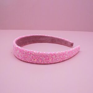 FROG SAC Hairband, Iridescent Glitter Headband for Girls, 13 inch Headband with Non-Slip Lining, Sparkly Hair Accessory for Kids, Cute Little Girl Hairband, Pink, Single Pack