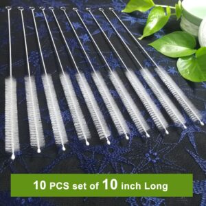 Long Straw Cleaner Brush Extend 10 inch, Wide 10mm diam Pipe Cleaners, Long Straw Brush for Sippy Cup, Water Bottle and Tubes, Drinking Straw Cleaning Brush Set 10 Pack