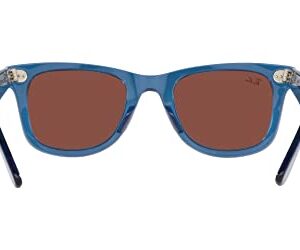 Ray-Ban RB2140 Original Wayfarer Square Sunglasses, Transparent Blue/Red, 50 mm