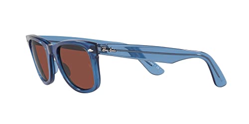 Ray-Ban RB2140 Original Wayfarer Square Sunglasses, Transparent Blue/Red, 50 mm